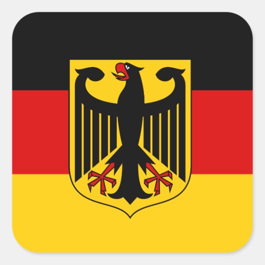 Duitse Vlag & Wapen, Vlag van Duitsland Vierkante Sticker (Voorkant)