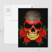 Duitse vlaggenschedel met rode rozen briefkaart (Voorkant / Achterkant)