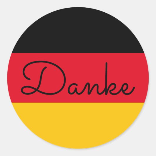 Duitse vlagkleuren Danke Ronde Sticker (Voorkant)