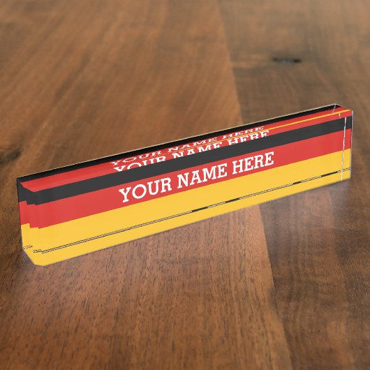 DUITSE VLAGKLEUREN + jouw tekst Naambordje (Zijkant)
