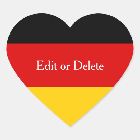 Duitse vlagkleuren zwart rood goud op maat hart sticker (Voorkant)