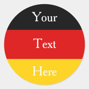Duitse vlagkleuren zwart rood goud op maat ronde sticker