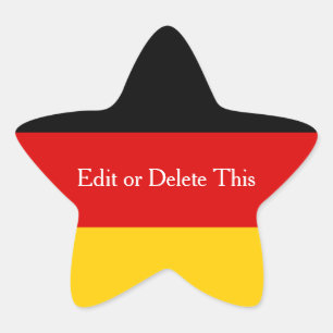 Duitse vlagkleuren zwart rood goud op maat ster sticker