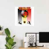 Duitse voetbal fiets trap onder Duitse vlag Poster (Thuiskantoor)