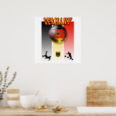 Duitse voetbal fiets trap onder Duitse vlag Poster (Keuken)