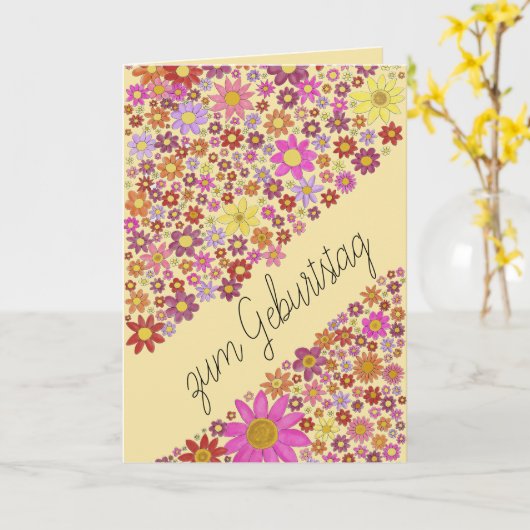 Duitse vogelbloemkollage kaart (Gele Bloem)