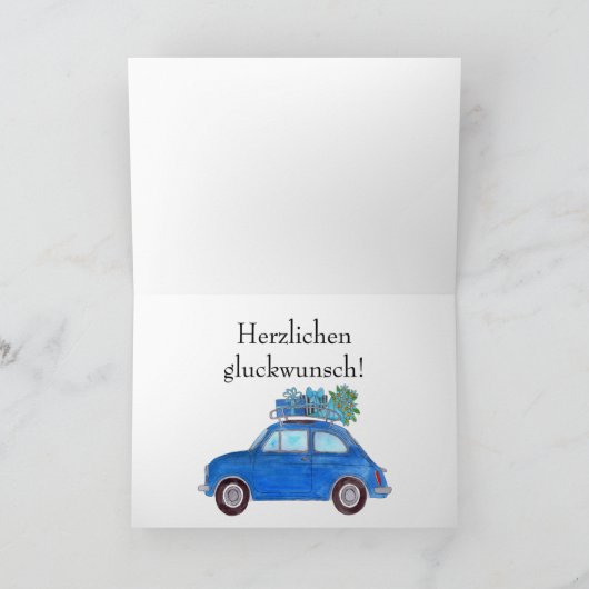 Duitse vogelretro Fiat 500 Kaart (Binnen)