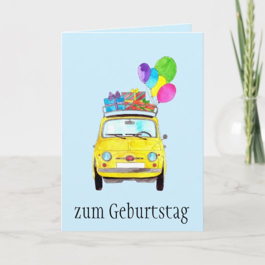 Duitse vogelretro Fiat 500 Kaart (Voorkant)