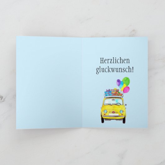 Duitse vogelretro Fiat 500 Kaart (Binnen)