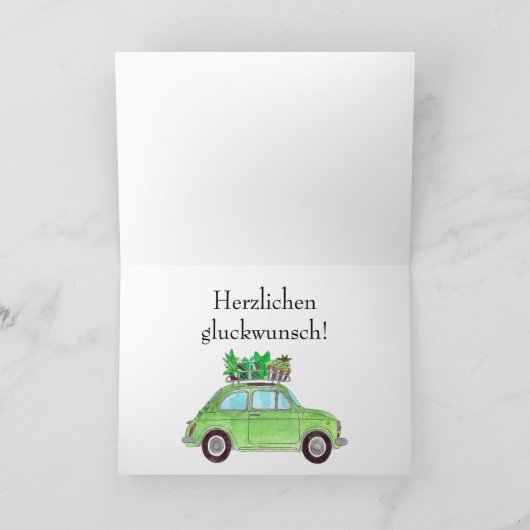 Duitse vogelretro Fiat 500 Kaart (Binnen)