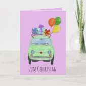 Duitse vogelretro Fiat 500 Kaart (Voorkant)