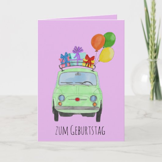 Duitse vogelretro Fiat 500 Kaart (Voorkant)