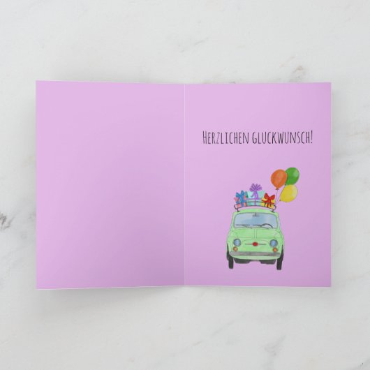 Duitse vogelretro Fiat 500 Kaart (Binnen)