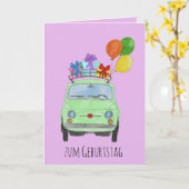 Duitse vogelretro Fiat 500 Kaart (Gele Bloem)