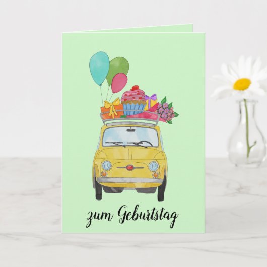 Duitse vogelretro Fiat 500 Kaart (Kleine Plant)