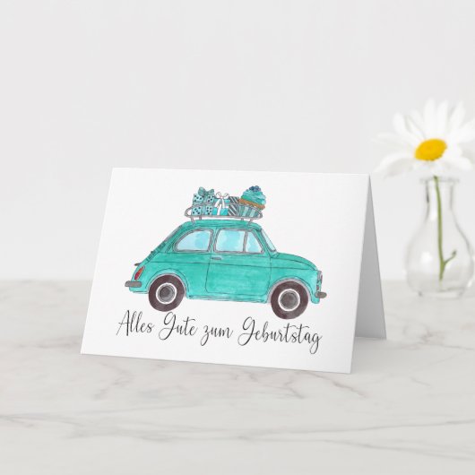 Duitse vogelretro Fiat 500 Kaart (Kleine Plant)