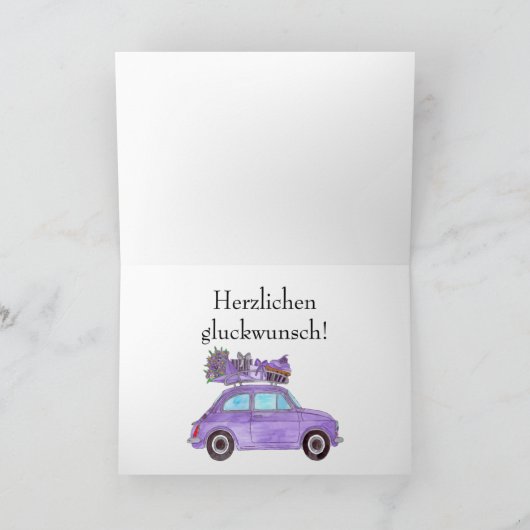 Duitse vogelretro Fiat 500 Kaart (Binnen)