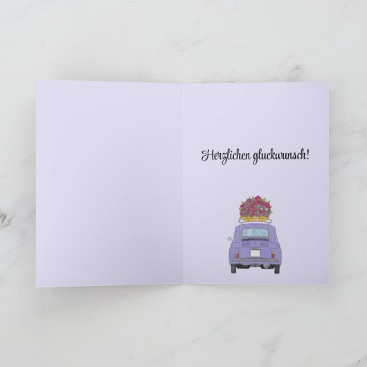 Duitse vogelretro Fiat 500 Kaart (Binnen)