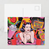 Duitse Vrouw bij het Retro Diner Stripboek Briefkaart (Voorkant / Achterkant)