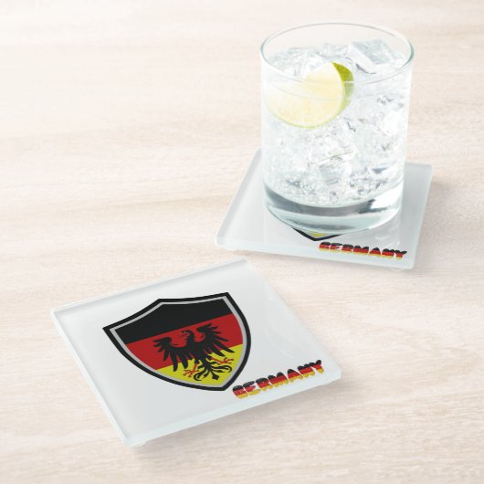 Duitse wapenschild glazen onderzetter (Schuin)