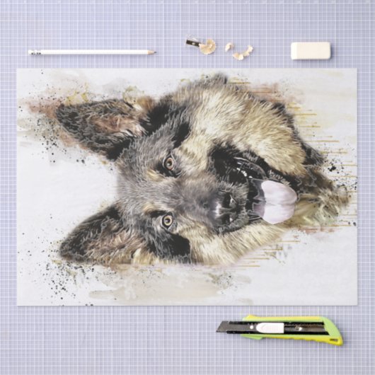 Duitse Waterverf Shepherd Tissuepapier (Craft)