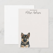 Duitse Waterverf van Shepherd Puppy Dog - Geperson Notitiekaartje (Voorkant / Achterkant)