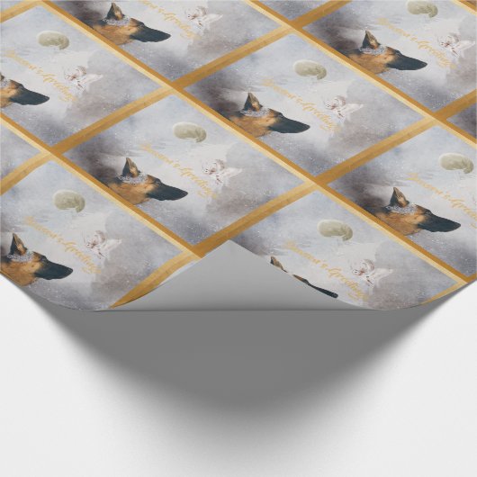 Duitse Waterverf van Shepherd Winter Cadeaupapier (Hoek)