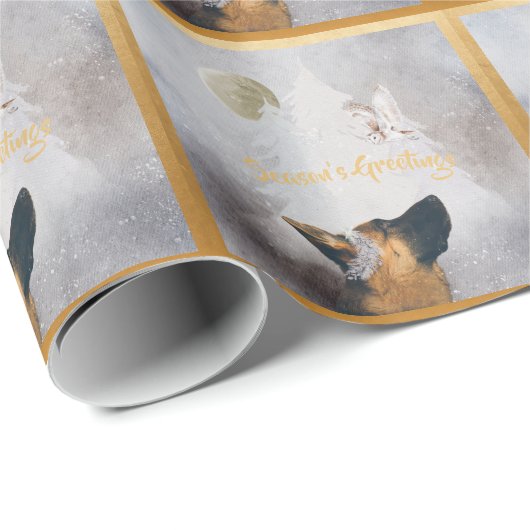 Duitse Waterverf van Shepherd Winter Cadeaupapier (Rol Hoek)