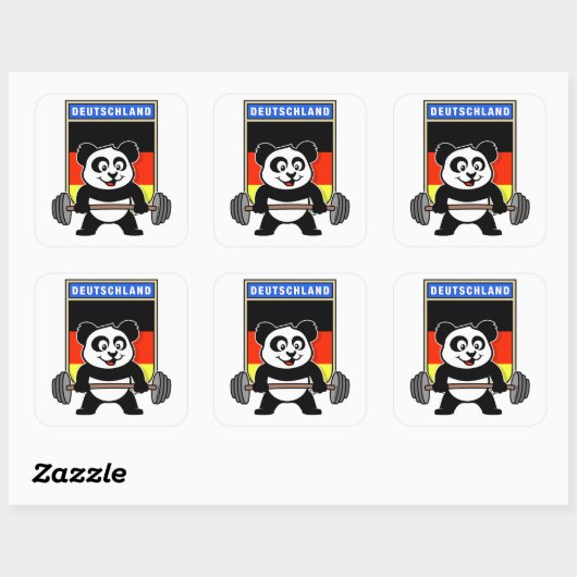 Duitse Weightlift Panda Vierkante Sticker (Vel)