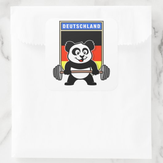 Duitse Weightlift Panda Vierkante Sticker (Tas)
