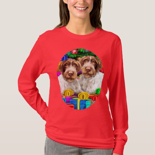 Duitse WH Pointer Open Gifts Kerstmis T-shirt (Voorkant)