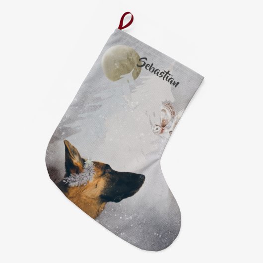 Duitse winterfeestdag in Shepherd Winter Waterverf Grote Kerstsok (Voorkant (Hangend))