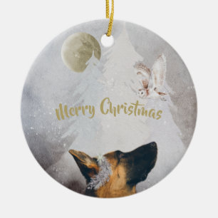 Duitse winterfeestdag in Shepherd Winter Waterverf Keramisch Ornament
