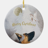 Duitse winterfeestdag in Shepherd Winter Waterverf Keramisch Ornament (Achterkant)