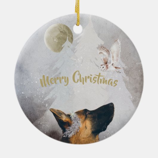 Duitse winterfeestdag in Shepherd Winter Waterverf Keramisch Ornament (Achterkant)