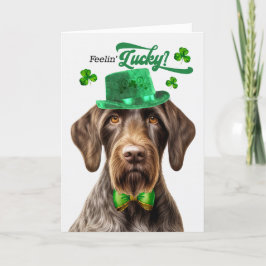 Duitse Wirehair Dog Feelin' Lucky St Patrick's Day Feestdagen Kaart