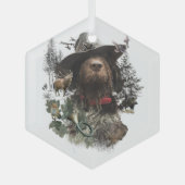Duitse Wirehaire Pointer, Boar Hunting Glas Ornament (Voorkant)