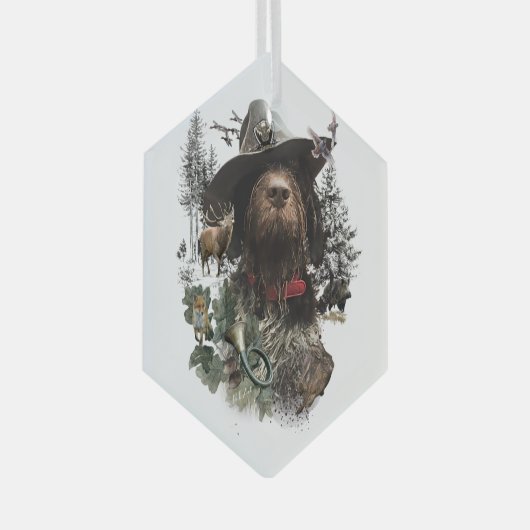 Duitse Wirehaire Pointer, Boar Hunting Glas Ornament (Voorkant Rechts)