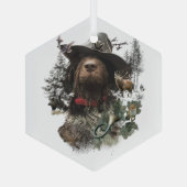 Duitse Wirehaire Pointer, Boar Hunting Glas Ornament (Achterkant)