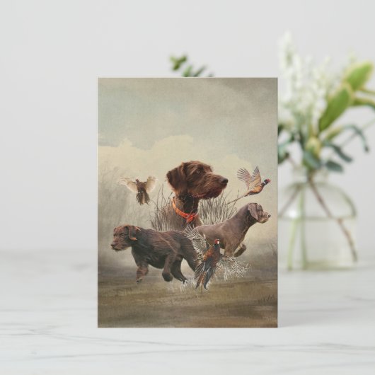 Duitse Wirehaire Pointer, Boar Hunting Kaart (Staand voorkant)