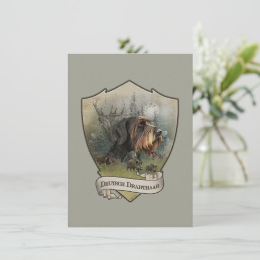 Duitse Wirehaire Pointer, Boar Hunting Kaart (Staand voorkant)