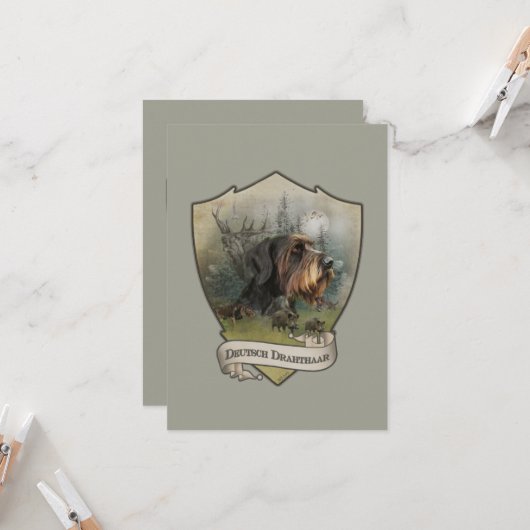 Duitse Wirehaire Pointer, Boar Hunting Kaart (Voorkant / Achterkant in situ)