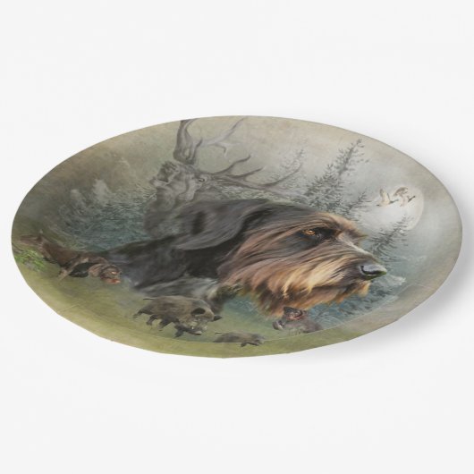 Duitse Wirehaire Pointer, Boar Hunting Papieren Bordje (Gekanteld)