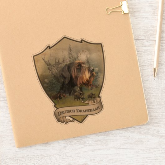Duitse Wirehaire Pointer, Boar Hunting Sticker (Notitieboek)