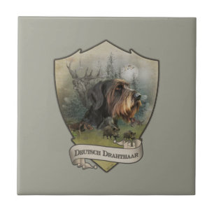 Duitse Wirehaire Pointer, Boar Hunting Tegeltje