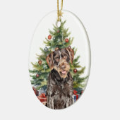 Duitse Wirehaire Pointer Dog Kerstmis Keramisch Ornament (Links)