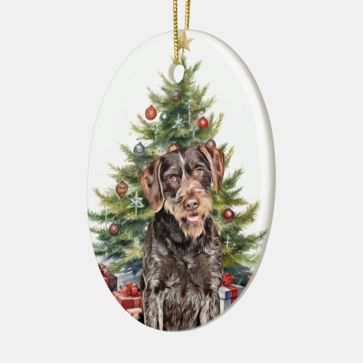 Duitse Wirehaire Pointer Dog Kerstmis Keramisch Ornament (Links)