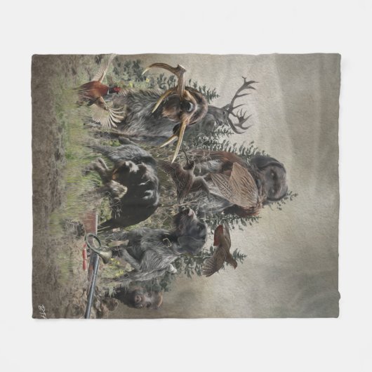 Duitse Wirehaire Pointer Fleece Blanket Deken (Voorkant (Horizontaal))