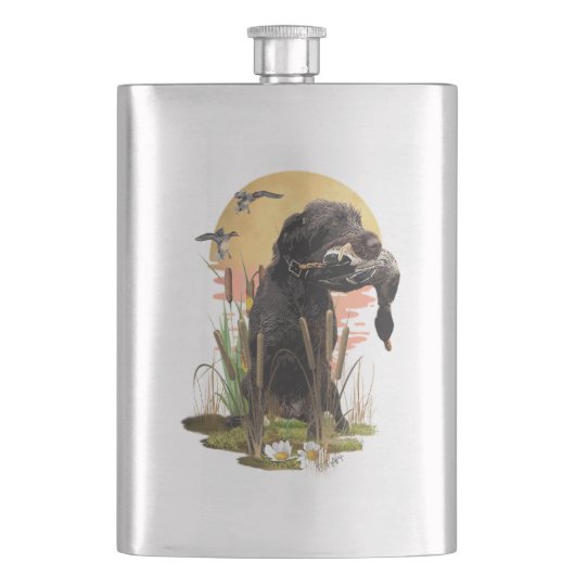 Duitse Wirehaire Pointer jaagt op eendenkoffie Mu Flacon (Voorkant)