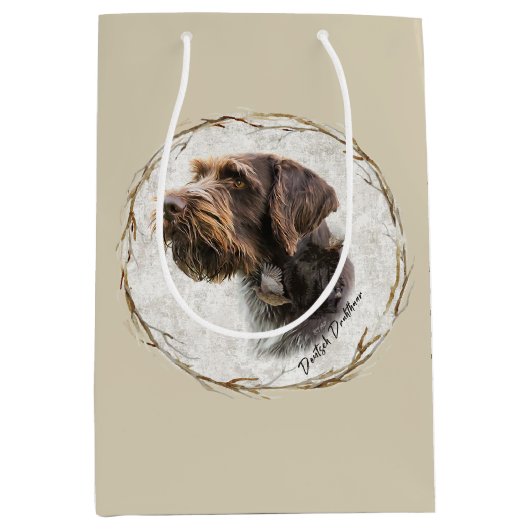 Duitse Wirehaire Pointer Medium Gift Bag Cadeauzakje (Voorkant)